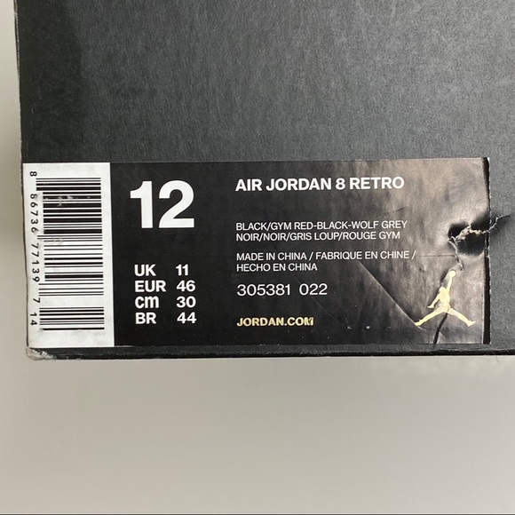 AIR JORDAN 8 CEMENT
Black/Gym Red-Black-Wolf Grey - Picture 14 of 14